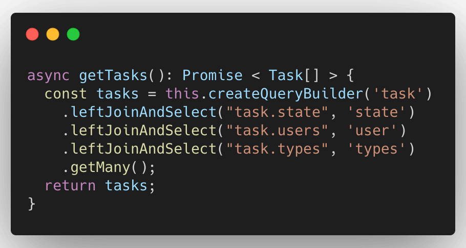 Programación getTasks NestJS Task